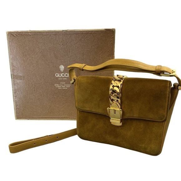 Gucci yellow leather & suede 1975 Sylvie bag in original box - Picture 9 of 13